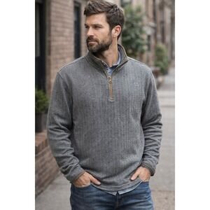 Weatherproof Vintage Quarter Zip Pullover Herringbone Gray XXL Fleece